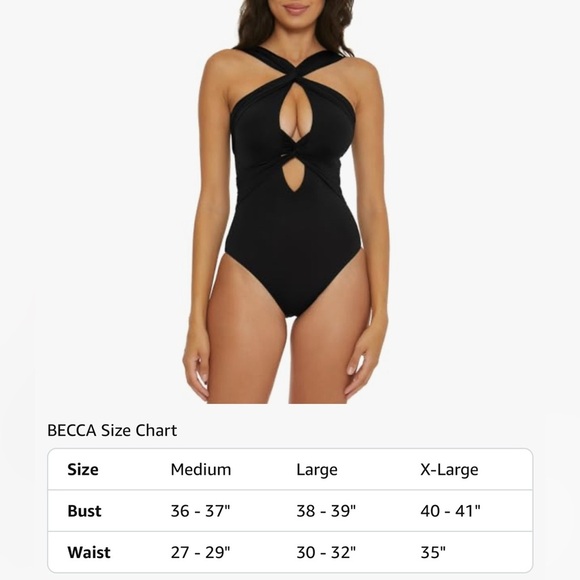 BECCA Women's Standard Color Code One Piece Swimsuit, High Neck, Black Medium - Picture 6 of 9